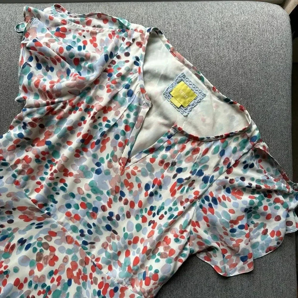 Anthropologie Maeve Flutter Sleeve Watercolor Dress Medium - Picture 5 of 7